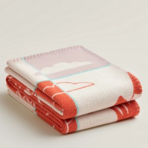 Hermes Avalon Epopee Blanket in Mandarine Wool and Cashmere
