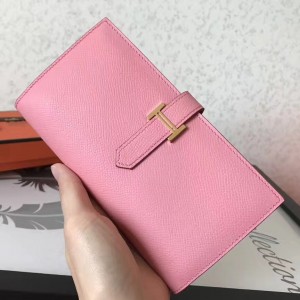 Hermes Pink Epsom Bearn Gusset Wallet