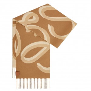 Loewe Scarf in Camel Wool and Cashmere