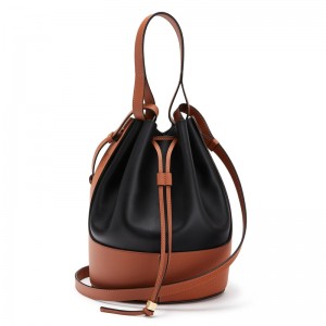 Loewe Medium Balloon Bucket Bag In Black/Tan Calfskin