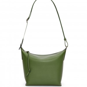 Loewe Cubi Small Bag in Green Calfskin and Jacquard 