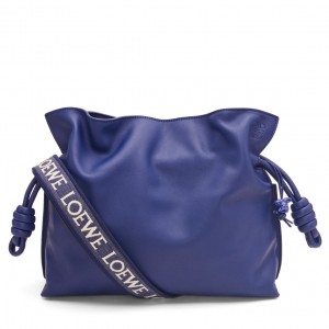 Loewe Flamenco Clutch Bag In Dark Purple Leather 