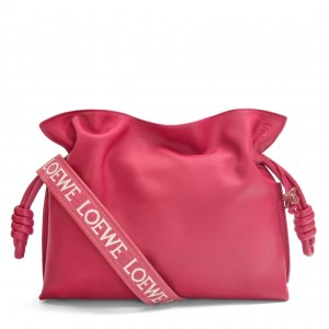 Loewe Flamenco Clutch Bag In Ruby Red Leather