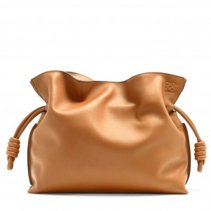 Loewe Flamenco Clutch In Brown Nappa Leather