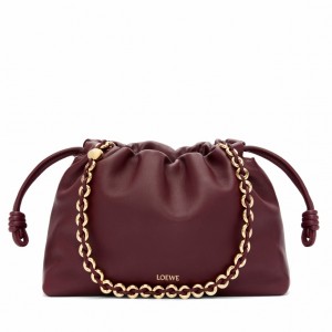 Loewe Flamenco Purse in Burgundy Nappa Lambskin