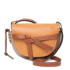 Loewe Small Gate Bag In Amber/Grey Soft Calfskin