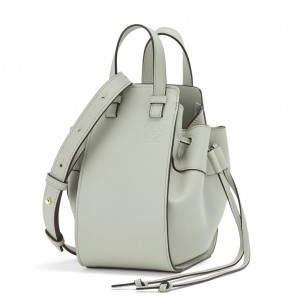 Loewe Mini Hammock Drawstring Bag In Ash Grey Calfskin