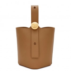 Loewe Mini Pebble Bucket Bag in Oak Calfskin