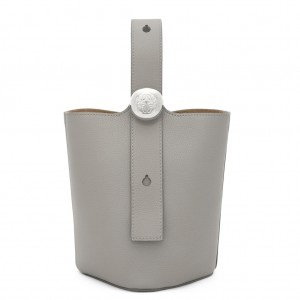Loewe Mini Pebble Bucket Bag in Grey Grained Leather