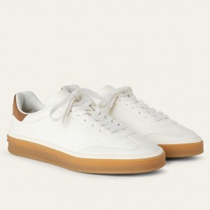 Loro Piana Women's Tennis Walk Sneakers in White Calfskin