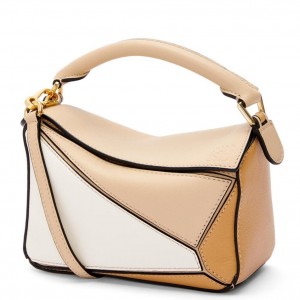 Loewe Puzzle Mini Bag In White/Warm Desert Calfskin