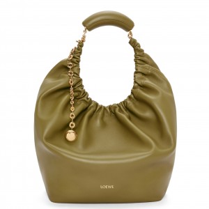 Loewe Medium Squeeze Bag in Olive Nappa Lambskin