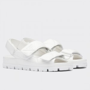 Prada Padded Sandals In White Nappa Leather 