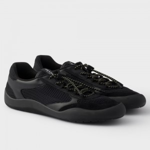 Prada Women's Speedrocks in Black Mesh and Leather