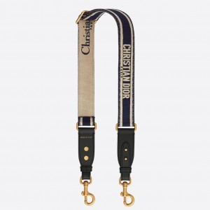 Dior Blue Embroidery Adjustable Shoulder Strap