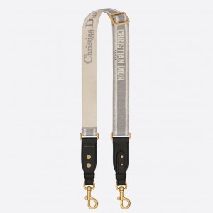 Dior Grey Embroidery Adjustable Shoulder Strap