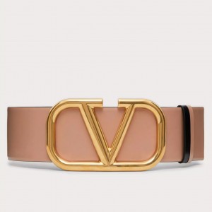 Valentino VLogo Reversible Belt 70mm in Beige and Black Calfskin