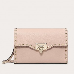 Valentino Rockstud Small Crossbody Bag In Poudre Grained Leather
