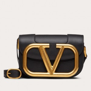 Valentino Small Supervee Crossbody Bag In Black Leather