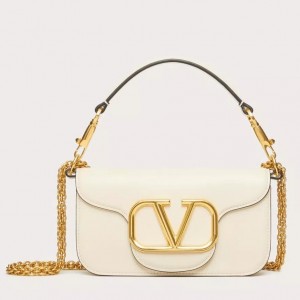 Valentino Loco Small Shoulder Bag In White Calfskin