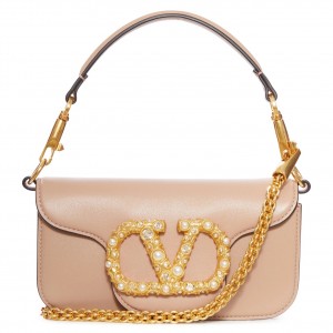 Valentino Loco Small Shoulder Bag in Poudre Calfskin With Jewel Logo