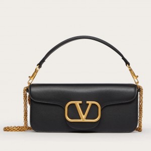 Valentino Loco Large Shoulder Bag In Black Calfskin
