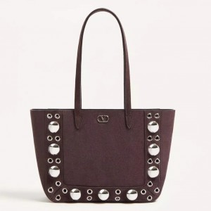 Valentino Nellcote Mini Shopping Bag in Chocolate Suede Calfskin
