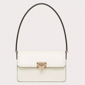 Valentino Rockstud23 Shoulder Bag in White Calfskin