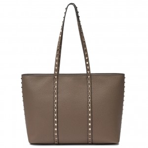 Valentino Garavani Rockstud Shopping Bag in Taupe Grainy Leather
