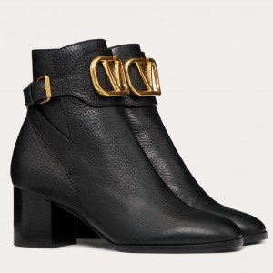 Valentino Vlogo Ankle Boot 60MM In Black Grained Leather