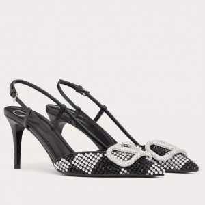 Valentino VLogo Signature Slingback Pumps 80mm with Crystal Chess 