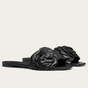Valentino Atelier Shoes 03 Rose Edition Slide Sandals Black