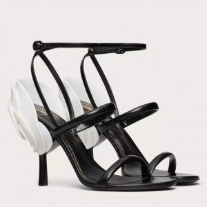 Valentino Roserouche Sandals 1959 100mm in Black Calfskin