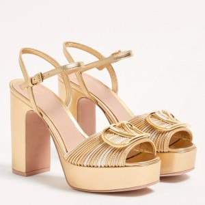 Valentino VLogo Signature Platform Sandals 115mm with Cornely Embroidery
