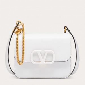 Valentino Small Vsling Shoulder Bag In White Calfskin