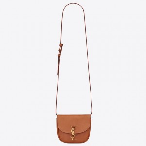 Saint Laurent Kaia Mini Satchel Bag In Brown Calfskin