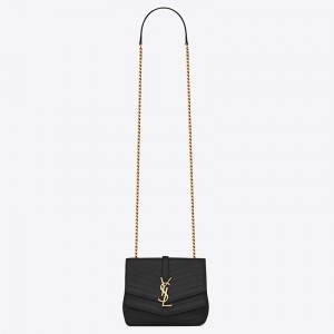 Saint Laurent Small Sulpice Bag In Black Matelasse Leather