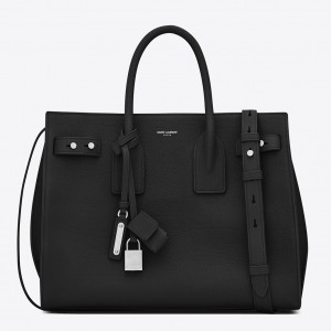 Saint Laurent Small Sac de Jour Souple Bag In Black Grained Leather