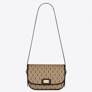 Saint Laurent Monogram All Over Medium Satchel In Canvas
