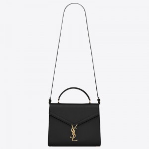 Saint Laurent Cassandra Medium Bag In Black Grained Leather