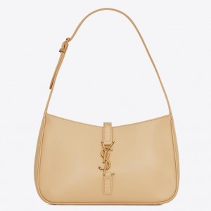 Saint Laurent Le 5 À 7 Hobo Bag in Naturel Smooth Leather