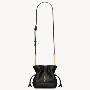 Saint Laurent Jamie Mini Shoulder Pouch in Black Lambskin