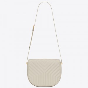 Saint Laurent Joan Satchel Bag In White Quilted Leather
