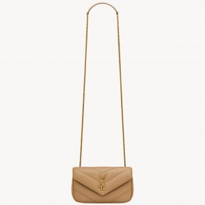 Saint Laurent LouLou Mini Bag in Beige Matelasse Lambskin