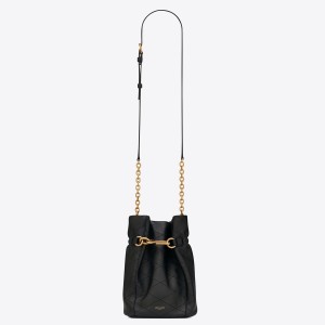 Saint Laurent Le Maillon Hook Bucket Bag In Black Lambskin