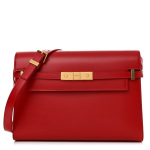 Saint Laurent Manhattan Small Shoulder Bag in Red Calfskin