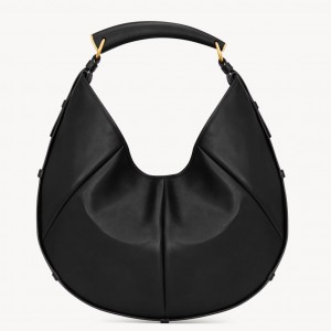 Saint Laurent Mombasa Medium Hobo Bag in Black Leather