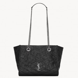 Saint Laurent Niki Small Shopping Bag in Noir Vintage Calfskin