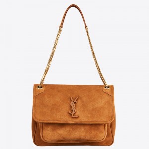 Saint Laurent Medium Niki Bag In Brown Suede