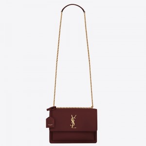 Saint Laurent Sunset Medium Bag In Bordeaxu Calfskin